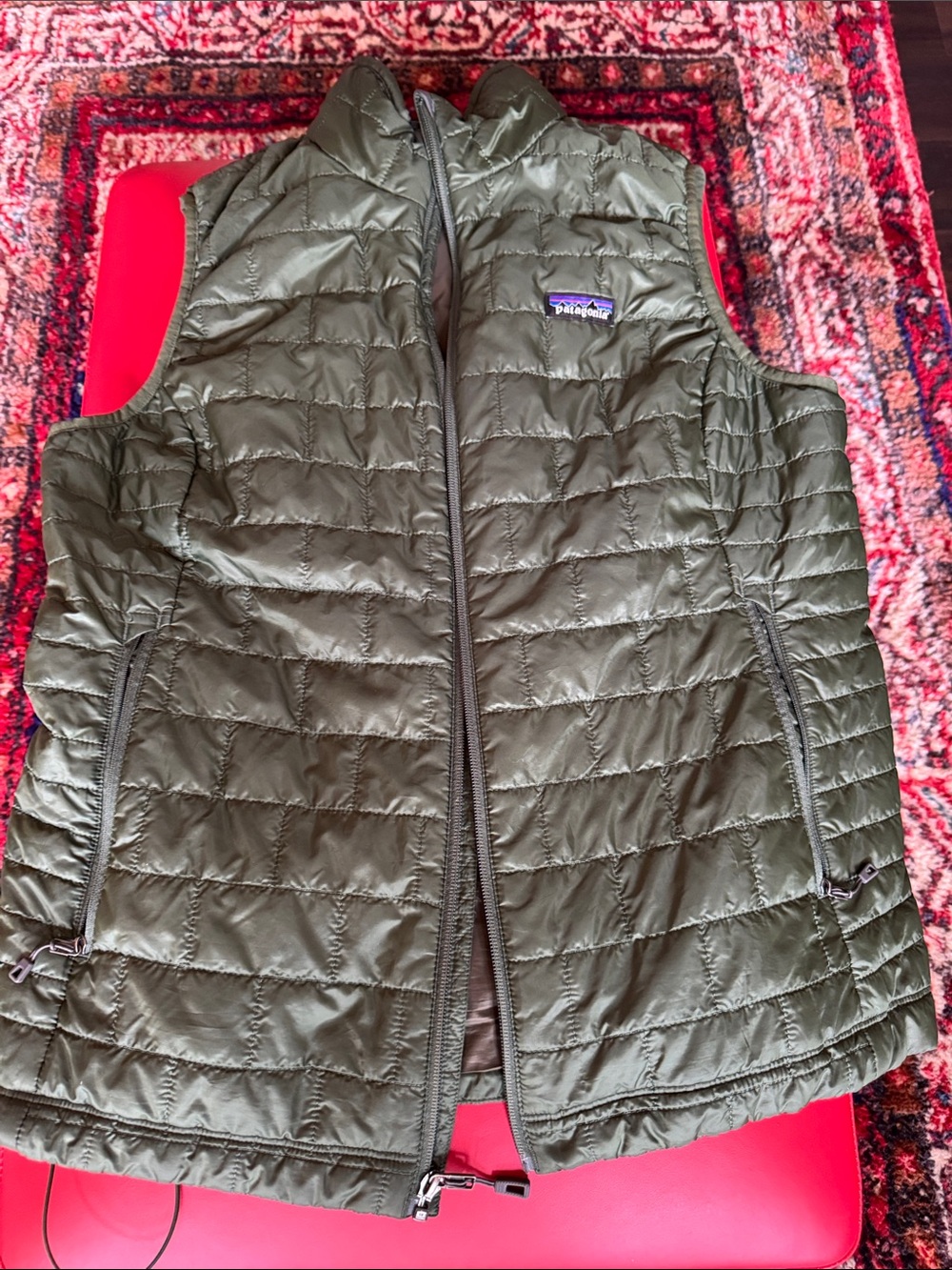 Patagonia Olive Green Quilted Puffer Vest